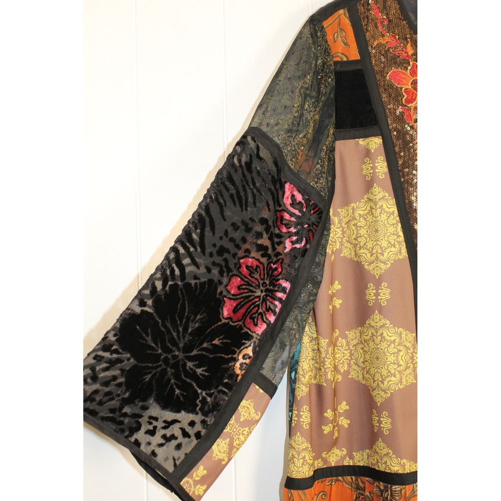 Soft Surroundings Adassa Tunic Top Sequin Velvet Patchwork Bohemian SZ Large - Picture 4 of 11